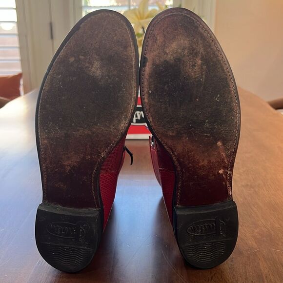 Vintage 1994 Justin Red Lizard & Kipskin Kilted Roper Boots Women’s 7.5B Rare - Picture 9 of 14